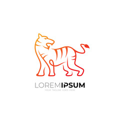 Tiger logo with line style design, wild animals