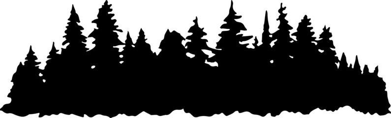 Treeline forest silhouette illustration - obrazy, fototapety, plakaty