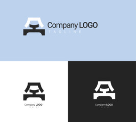 NA letter logo concept in geometric style. Abstract design built from bed light furniture. Creative minimal monochrome monogram symbol. Modern vector element emblem