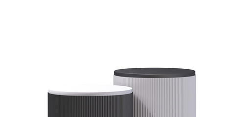 3d podium product black and white mockup, background 3d render illustration