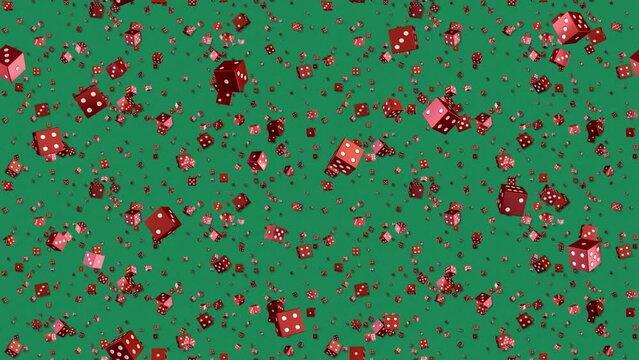 Dice Background (Red on Green) LOOP-TILE. This footage is loopable and tileable and can create an infinite seamless background texture.