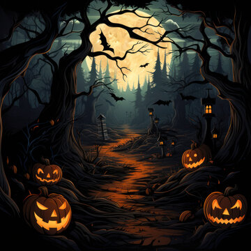 Spooky pumkin artwork as a Halloween theme