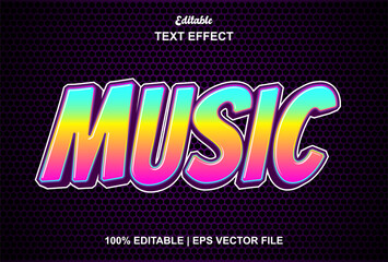 music text effect with purple graphic style and editable.