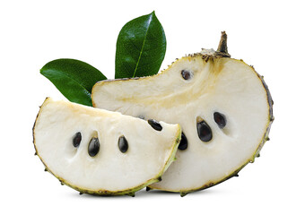 Soursop or custard apple fuite isolated on white background