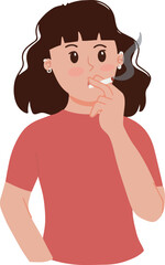 Vector of young woman smoking illustration