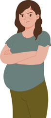 Portrait of upset pregnant woman with cross hand gesture illustration
