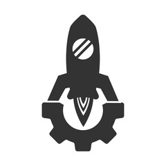 Vector illustration of rocket setting icon in dark color and transparent background(PNG).
