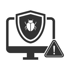 Vector illustration of computer protection from viruses icon in dark color and transparent background(PNG).