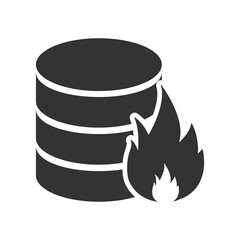 Vector illustration of big data is burning icon in dark color and transparent background(PNG).