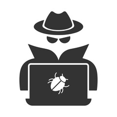 Vector illustration of hackers icon in dark color and transparent background(PNG).