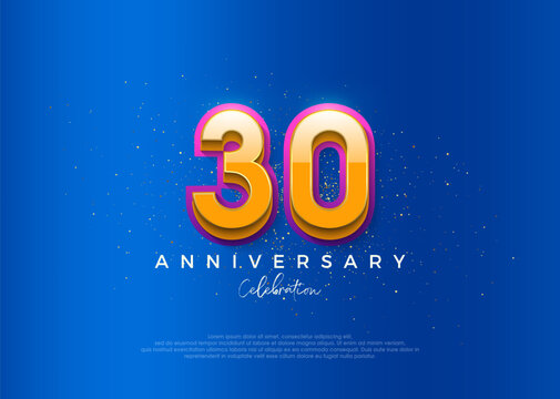 Simple and modern design for the 30th anniversary celebration. with an elegant blue background color.
