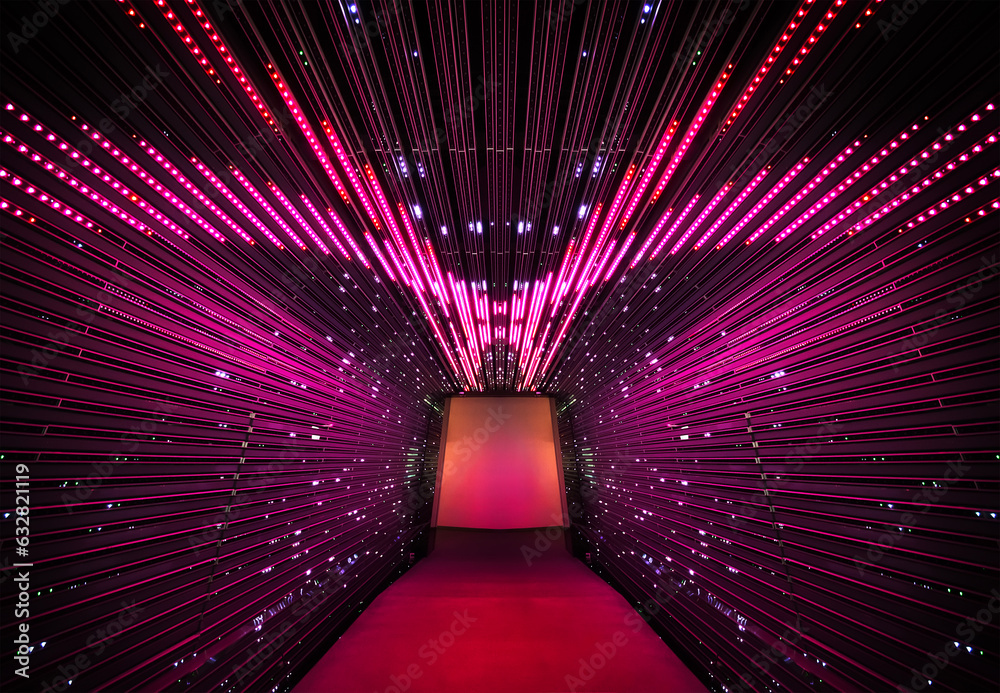 Poster interior view of futuristic tunnel. building abstract background