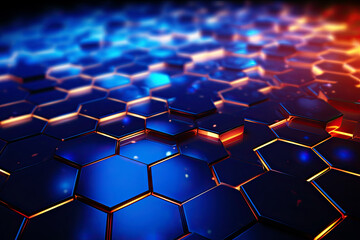 Fototapeta premium Hexagonal abstract background glowing in neon colors