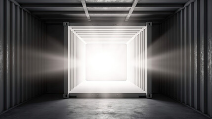 Obraz premium Empty Shipping Cargo Container with Light Rays