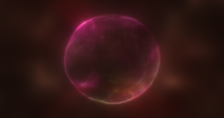 Abstract red orange energy sphere round glowing magical digital futuristic space background