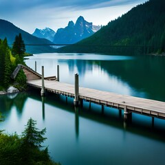 lake in the mountains generated by using AI technology 