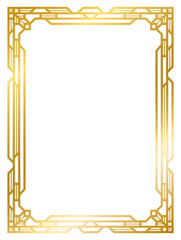 Art Deco gold frame vintage frame line geometric wedding label card frame png transparent background