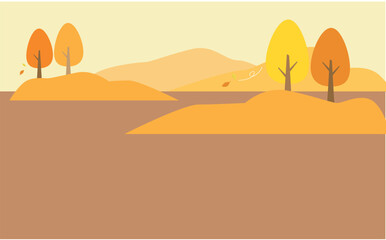 紅葉した山の背景イラスト