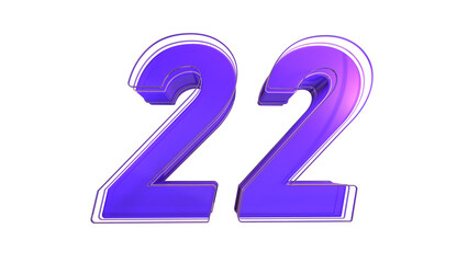 Creative purple glossy 3d number 22