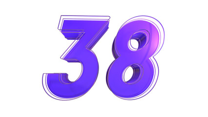 Creative purple glossy 3d number 38