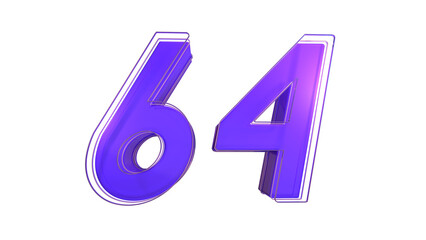 Creative purple glossy 3d number 64