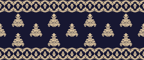 Ethnic ikat design Aztec tribal african art. Seamless pattern in tribal, folk embroidery, and Mexican style. Geometric ornament. Design for print fabric carpet, wallpaper, clothing, wrapping, fabric
