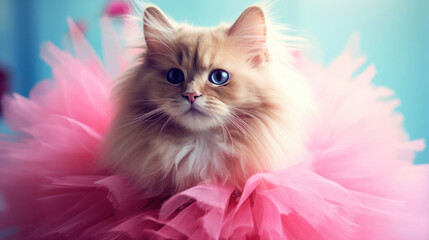 Portrait of cat fashion with pastel color