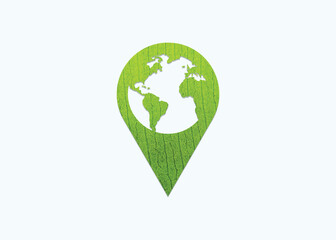 World Location Green Icon vector illustration. Green location symbol of pin. Green map on location pin concept of World Tourism Day.