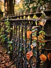 autumn leaves on the fence