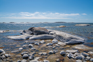 Rocky view of Tulliniemi in spring, Hanko, Finland