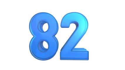 Creative blue glossy 3d number 82