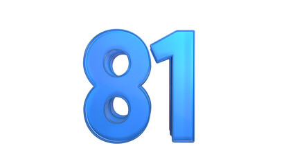 Obraz premium Creative blue glossy 3d number 81