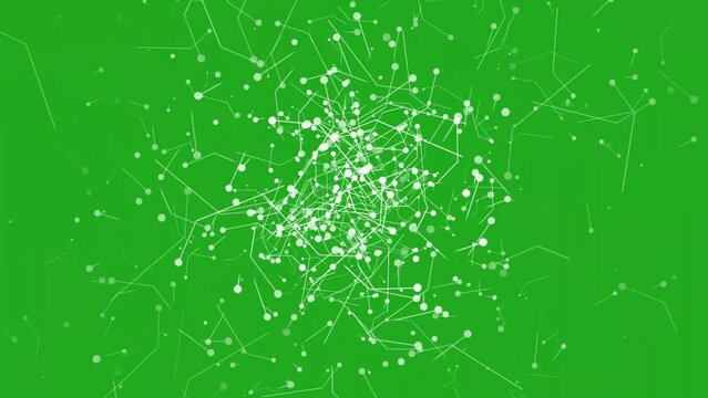 Spreading of lines with filled circles on green screen background