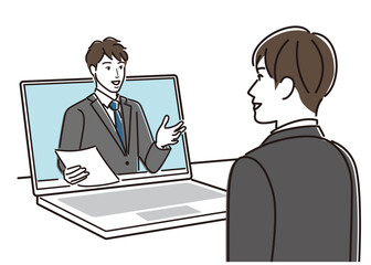 オンラインで男性と面接をする男性
