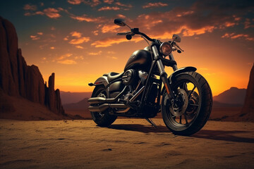Obraz na płótnie Canvas motorcycle on sunset