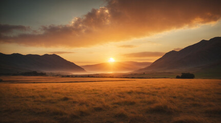 sunset in the mountains stunning view landscape