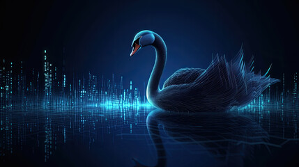 Concept art of Black swan Stock Market in futuristic idea