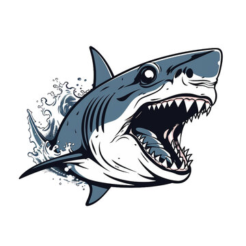 Cartoon Shark No Background Image Applicable to any context Perfect for print on demand merchandise