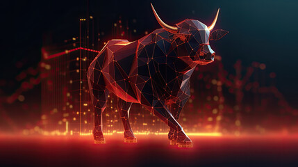 Concept art of Bull Stock Market in futuristic idea