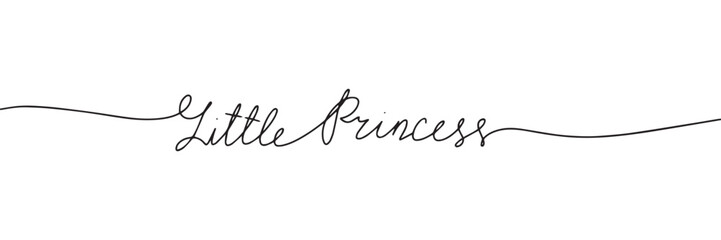 Little Princess word isolated on white background. Handwriting text one line continuous. Vector illustration.