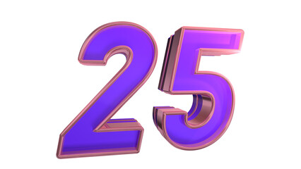 Creative clean purple glossy 3d number 25