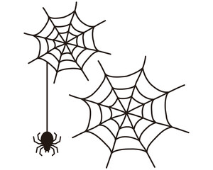 蜘蛛の巣からぶら下がる蜘蛛のイラスト