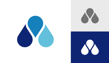 Letter A with water drop logo design