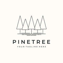 pine tree tropical line art minimalist logo vector illustration design, cone pines tree symbol design