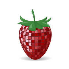 Strawberry Disco ball. Template for poster, invitation, congratulations.