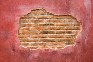 Wall decorated with bricks for background.