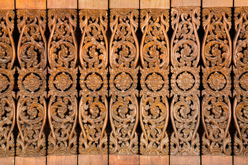 Carved wooden wall pattern in the house.