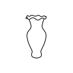 Icon line of ceramic vase, amphora, pottery. Ancient and modern tableware, museum piece, Greek art. Line set editable stroke.