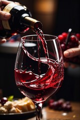 A Close-Up Performance of Red Wine Being Poured