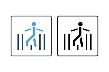 Pedestrian Crossing Icon. Icon related to traffic. solid icon style. Simple vector design editable